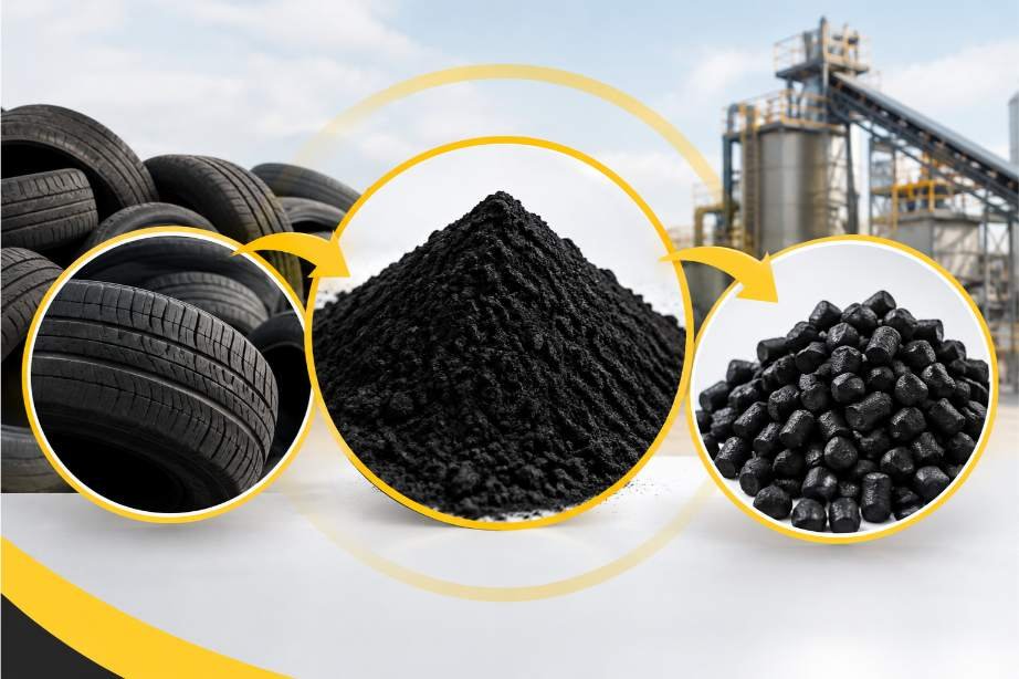 Industrial recovered carbon black processing plant