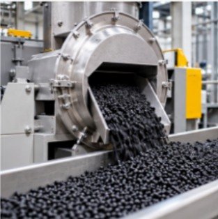 Recovered carbon black pelletizing and drying system